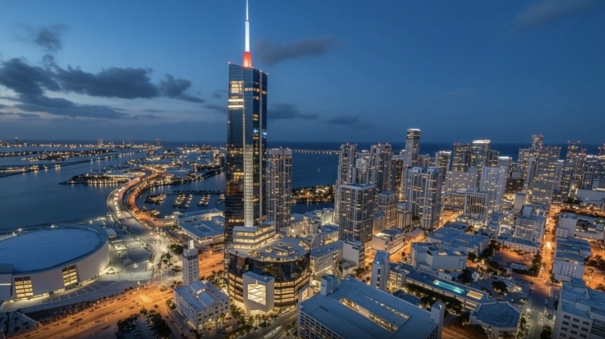 A rendering of President Donald Trump’s presidential library, planned for downtown Miami on land donated by Miami Dade College.